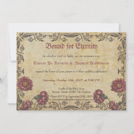 Convite de Casamento Gótico - Flores Escuras Vinta