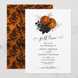 Convite de Casamento Gótico Laranja e Preto