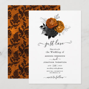 Convite de Casamento Gótico Laranja e Preto