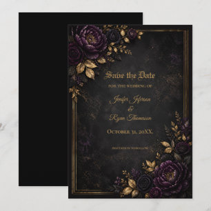Convite de casamento gótico Moody Flowers Save the