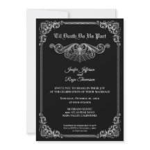 Convite de casamento gótico preto e branco elegant