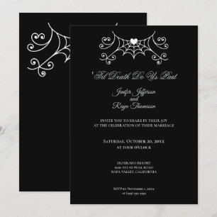 Convite de casamento gótico preto e branco elegant