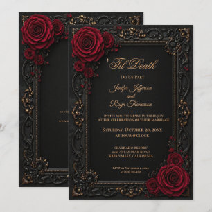 Convite de casamento gótico vintage elegante