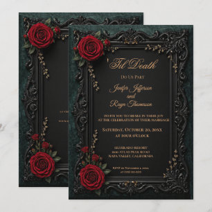 Convite de casamento gótico vintage elegante