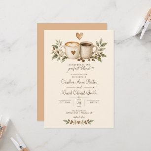 Convite de Casamento Grãos de Café Canecas Coraçõe