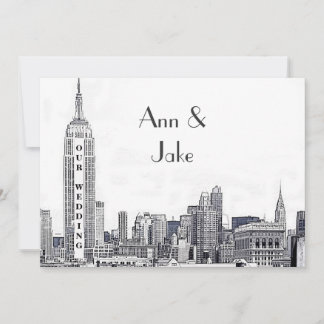 Convite de Casamento Gravado NYC Skyline 01