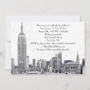 Convite de Casamento Gravado NYC Skyline 01 2