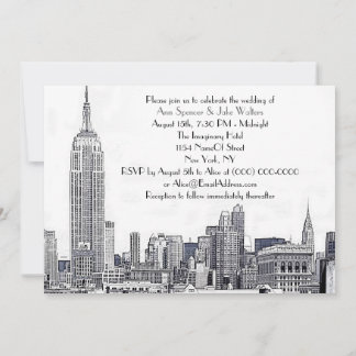 Convite de Casamento Gravado NYC Skyline 01 2