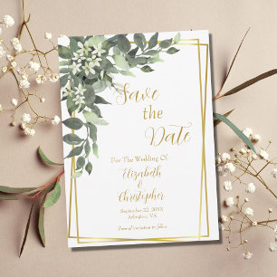 Convite de Casamento Greenery Eucalipto Moldura Do