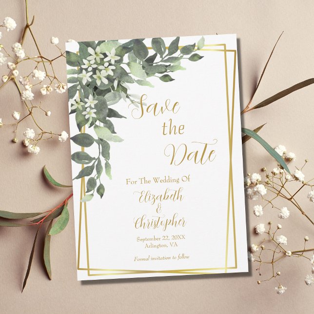 Convite de Casamento Greenery Eucalipto Moldura Do (Criador carregado)