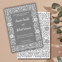 Convite de casamento Grey Mexican Talavera