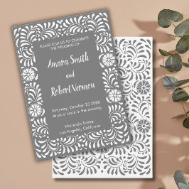 Convite de casamento Grey Mexican Talavera