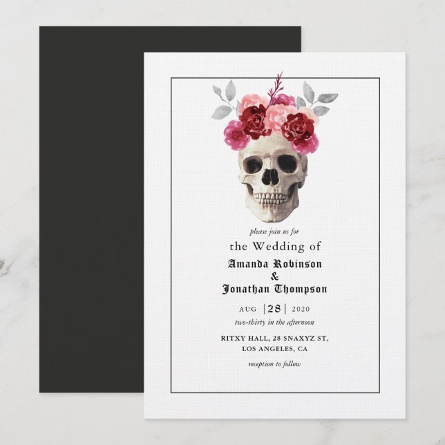 Convite de Casamento Halloween Gótico (Frente/Verso)