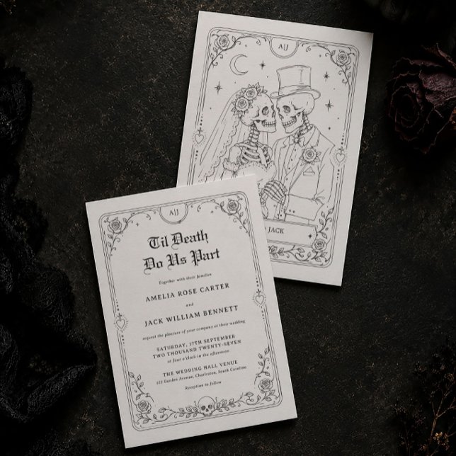 Convite de Casamento Halloween Gótico Até que a Mo (Criador carregado)