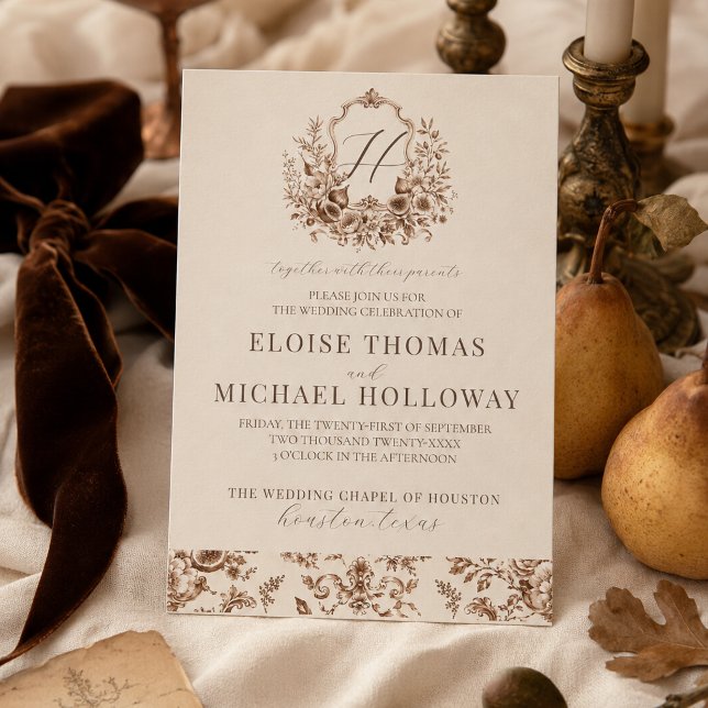 Convite de Casamento Heirloom Harvest Crest Fall (Heirloom Harvest Crest Fall Wedding Invitation)