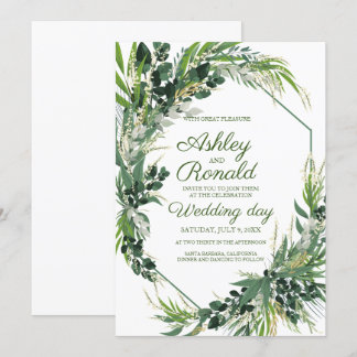 Convite de casamento Herba verde boêmia