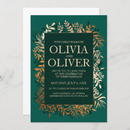 Convite de casamento Herbo de ouro Emerald