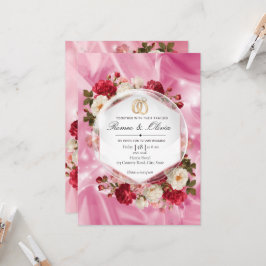 Convite de Casamento Hexágono com Rosas Vermelhas