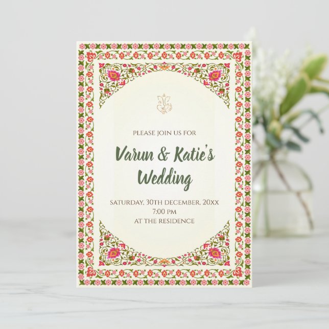 Convite de casamento hindu digital Convite de casa (Em pé/Frente)