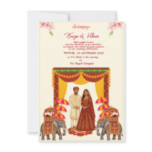 Convite de Casamento Hindu Tradicional Indiano com