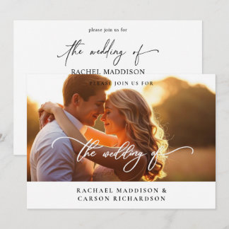 Convite de Casamento Horizontal com Foto e Caligra