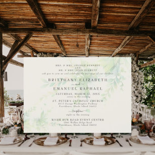 Convite de Casamento Horizontal Elegante Folhagem 