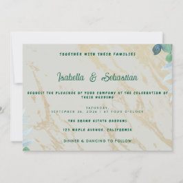 Convite de Casamento Horizontal em Verde Salvia Eu