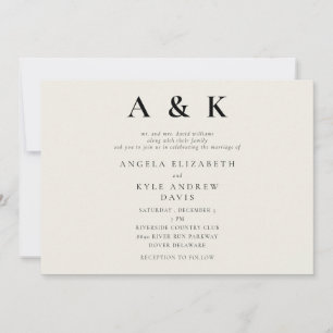 Convite de Casamento Horizontal Moderno Monograma