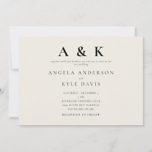 Convite de Casamento Horizontal Moderno Monograma