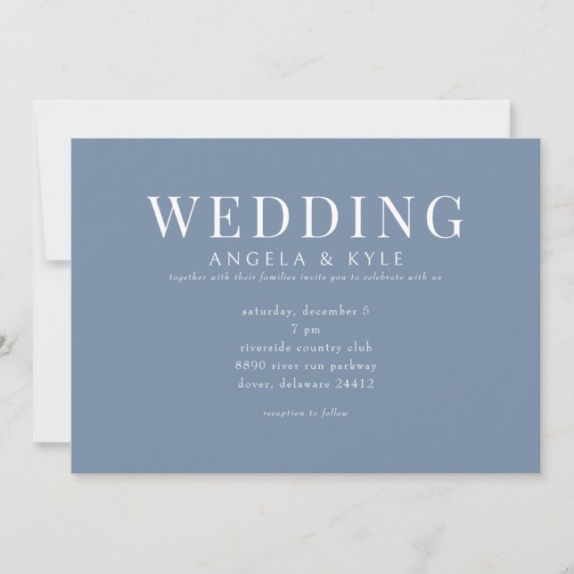 Convite de Casamento Horizontal Moderno Periwinkle (Frente)