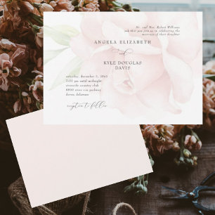 Convite de Casamento Horizontal Romântico com Rosa