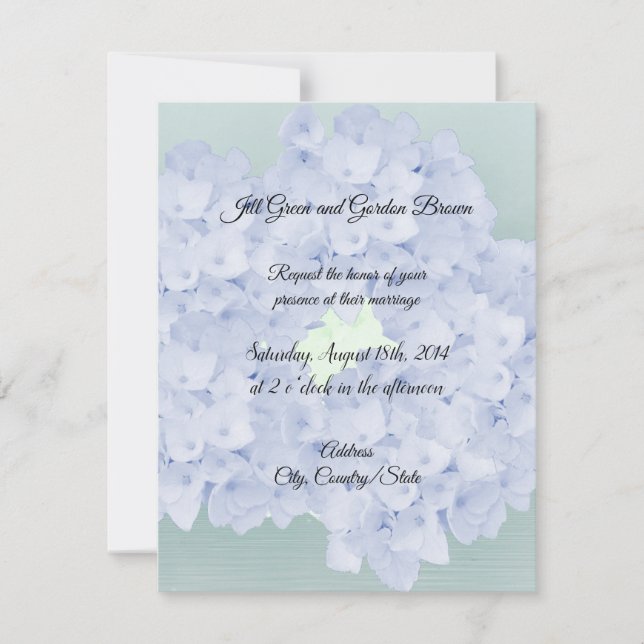 Convite de Casamento Hortênsia Azul Claro (Frente)