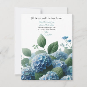 Convite de Casamento Hortênsia Azul Delicada