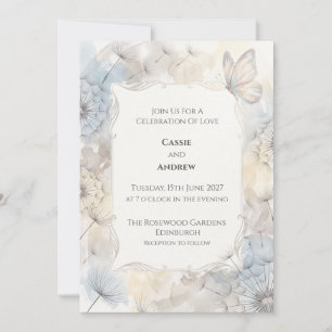 Convite de Casamento Hortênsia Borboleta Azul