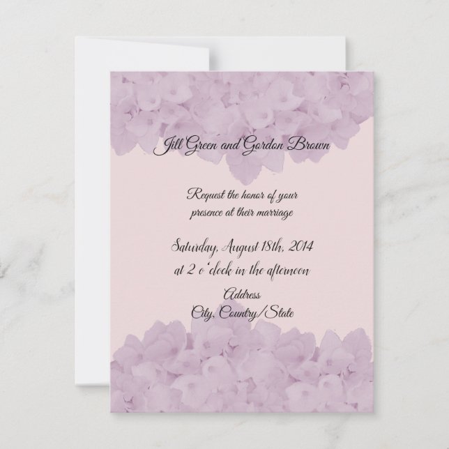Convite de Casamento Hortênsia Rosa Bege (Frente)