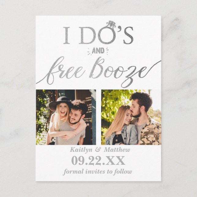 Convite de casamento I Do's & Free Booze estilo mo (Frente)