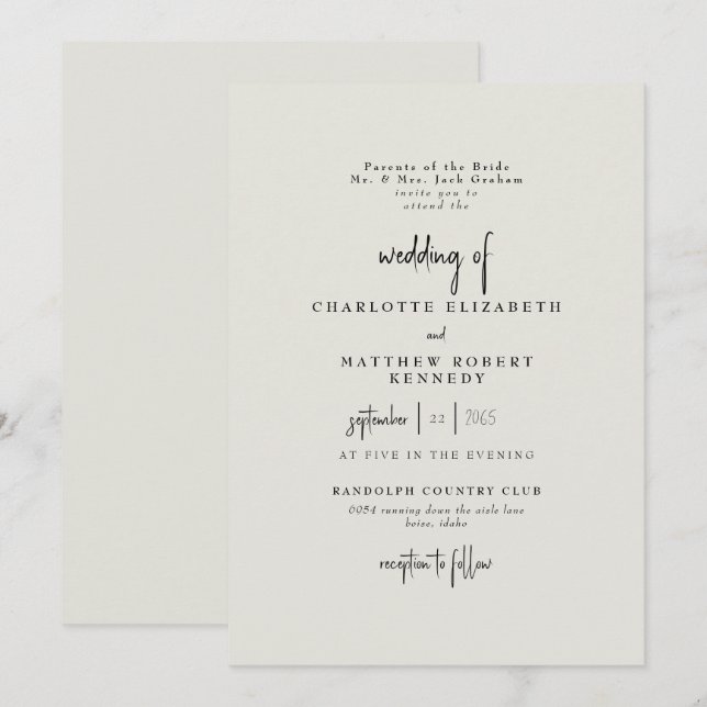 Convite de Casamento III Forever Faithful Cream (Frente/Verso)