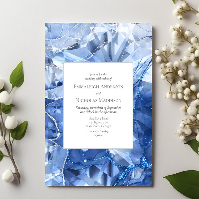 Convite de Casamento Ilusão de Pedra Preciosa Safi (Criador carregado)