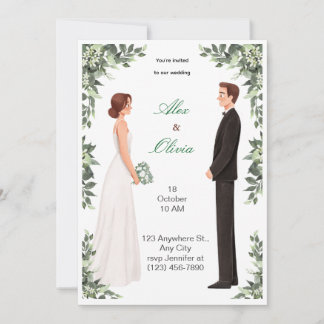 Convite de Casamento Ilustrado Elegante