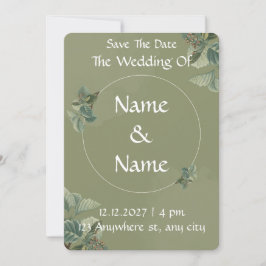 Convite de Casamento Ilustrado Sage