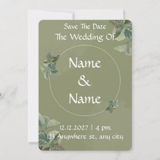 Convite de Casamento Ilustrado Sage