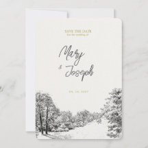 Convite de Casamento Ilustrado Vintage