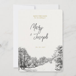 Convite de Casamento Ilustrado Vintage
