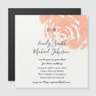 Convite de casamento imã Rosa Coral Save The Date