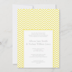 Convite de Casamento Impressão de Chevron Amarelo