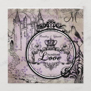 Convite de casamento incondicional floral roxo do