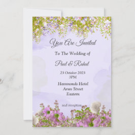 Convite de Casamento Incrível, lindas flores roxas