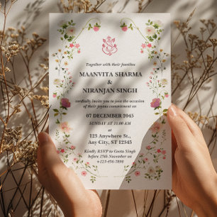 Convite de Casamento Indiano de Estilo Contemporân