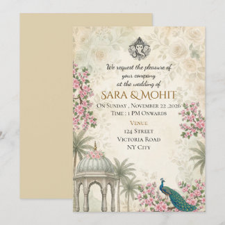 Convite de Casamento Indiano de Luxo