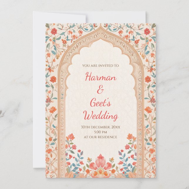 Convite de casamento indiano digital cartão de cas (Frente)